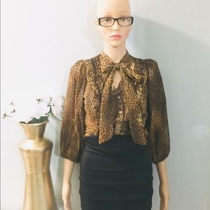 💥Leopard Blouse with Bow in Front